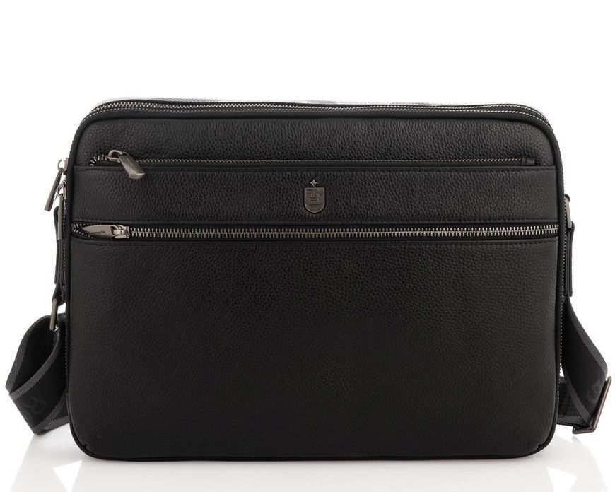 Мужская средняя кожаная черная сумка через плечо мессенджер Royal Bag RB2970051 RB2970051 фото