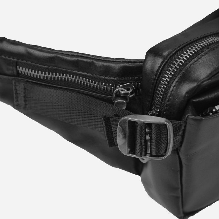 Мужская поясная сумка кожаная Tiding Bag R1001A Черная R1001A фото