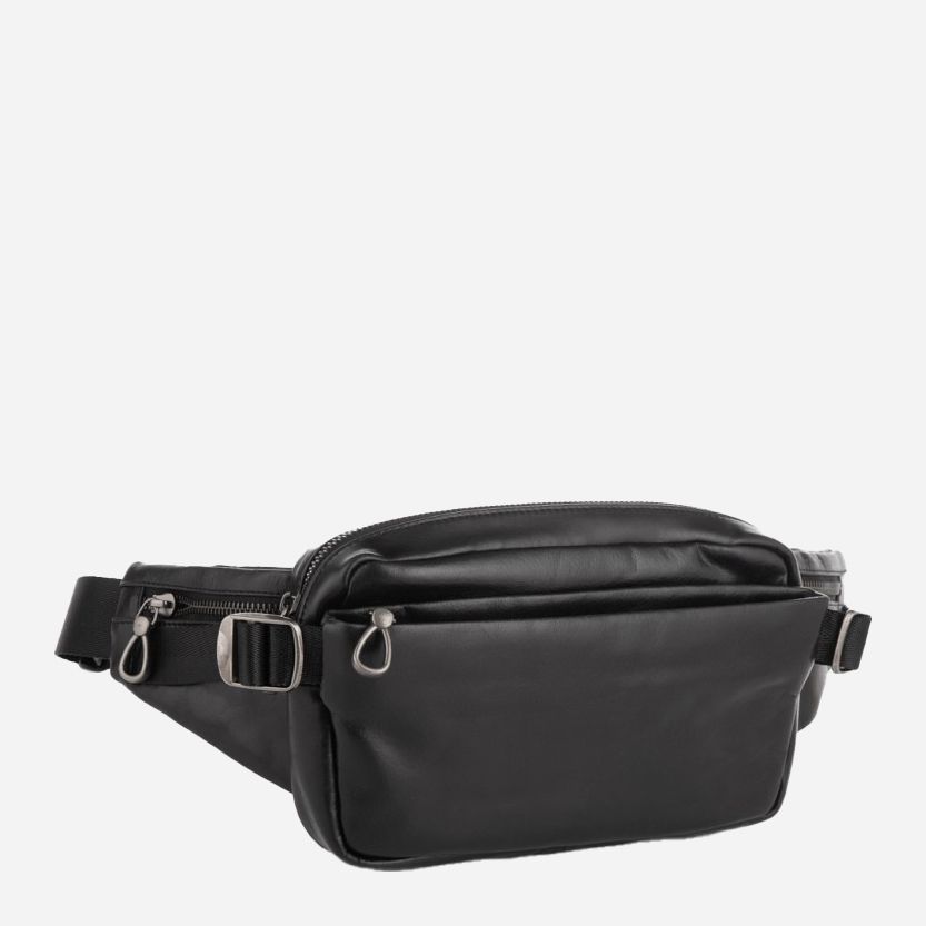 Мужская поясная сумка кожаная Tiding Bag R1001A Черная R1001A фото
