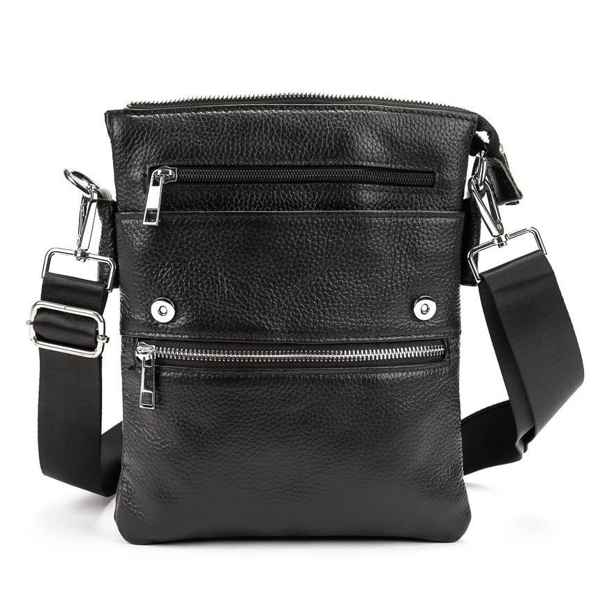 Шкіряний чоловічий месенджер, сумка через плече Tiding Bag M56-2056A Чорна M56-2056A фото