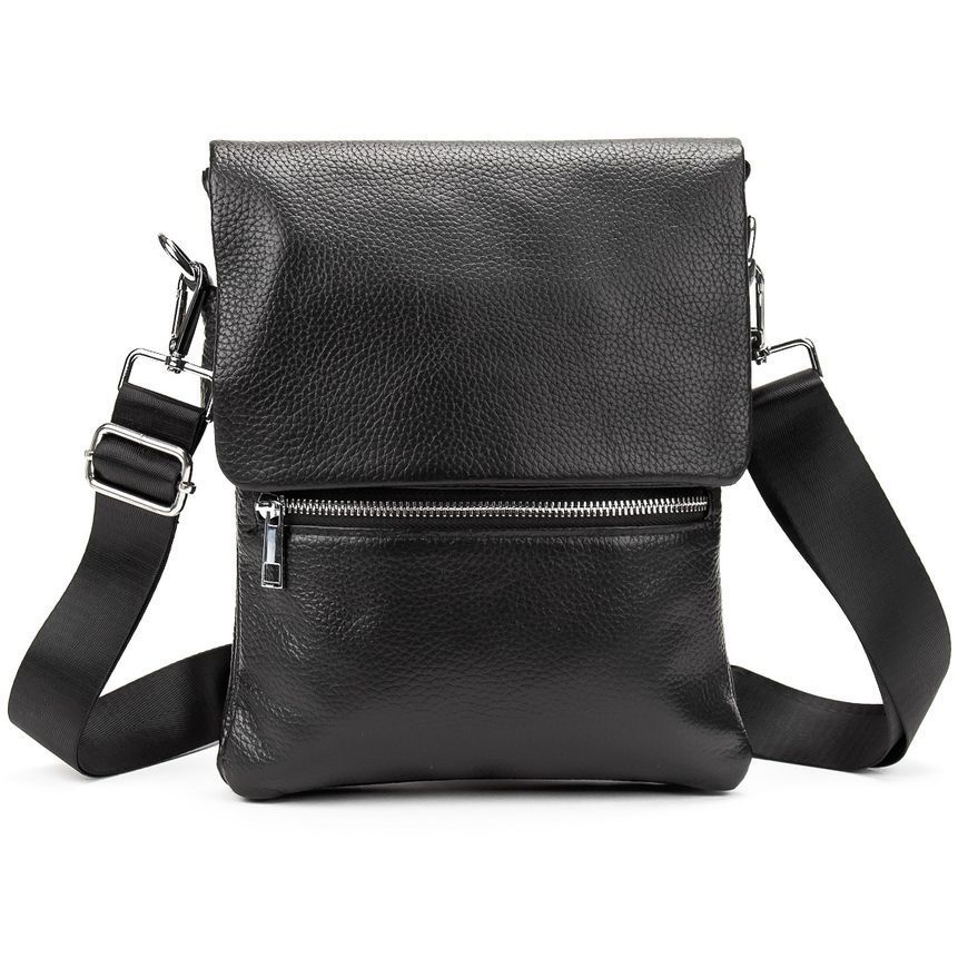 Шкіряний чоловічий месенджер, сумка через плече Tiding Bag M56-2056A Чорна M56-2056A фото