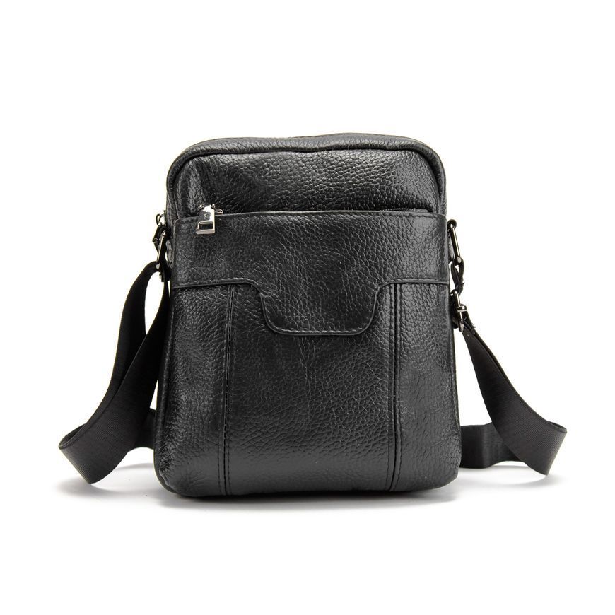 Мужской кожаный мессенджер черного цвета Tiding Bag M56-2058A M56-2058A фото