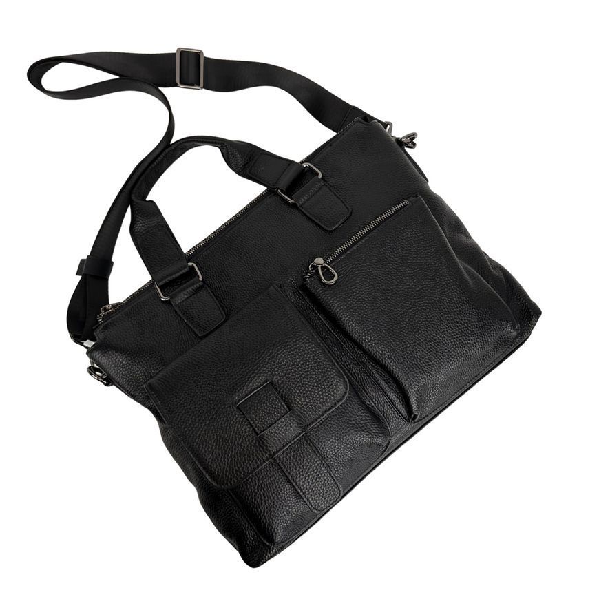 Чоловіча шкіряна сумка Tiding Bag 7264A Чорна 7264A фото