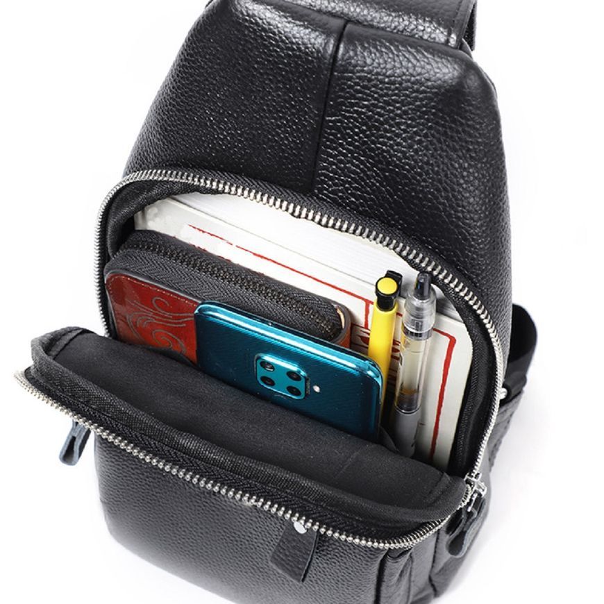 Чоловіча сумка через плече слінг, шкіряна Tiding Bag A25F-6601A Чорна A25F-6601A фото