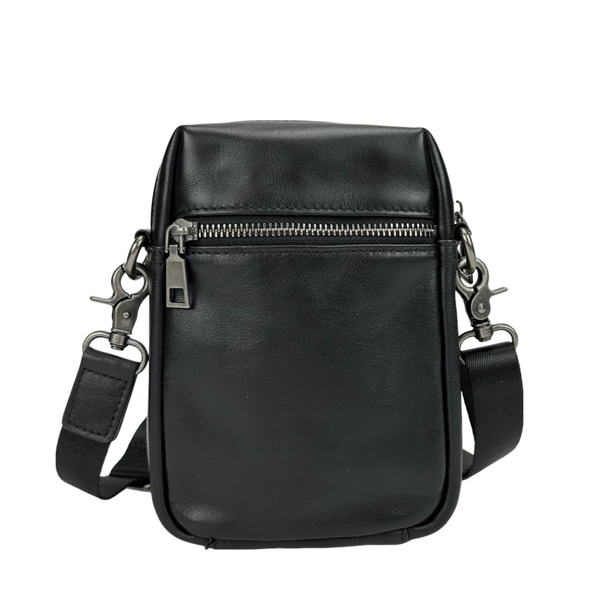 Мужская сумка кожаная через плечо мессенджер Tiding Bag 1633A Черная 1633A фото