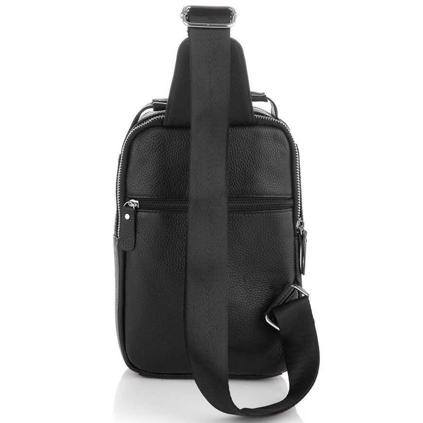 Сумка через плече слінг чоловіча, шкіряна Tiding Bag A25F-693A Чорна A25F-693A фото