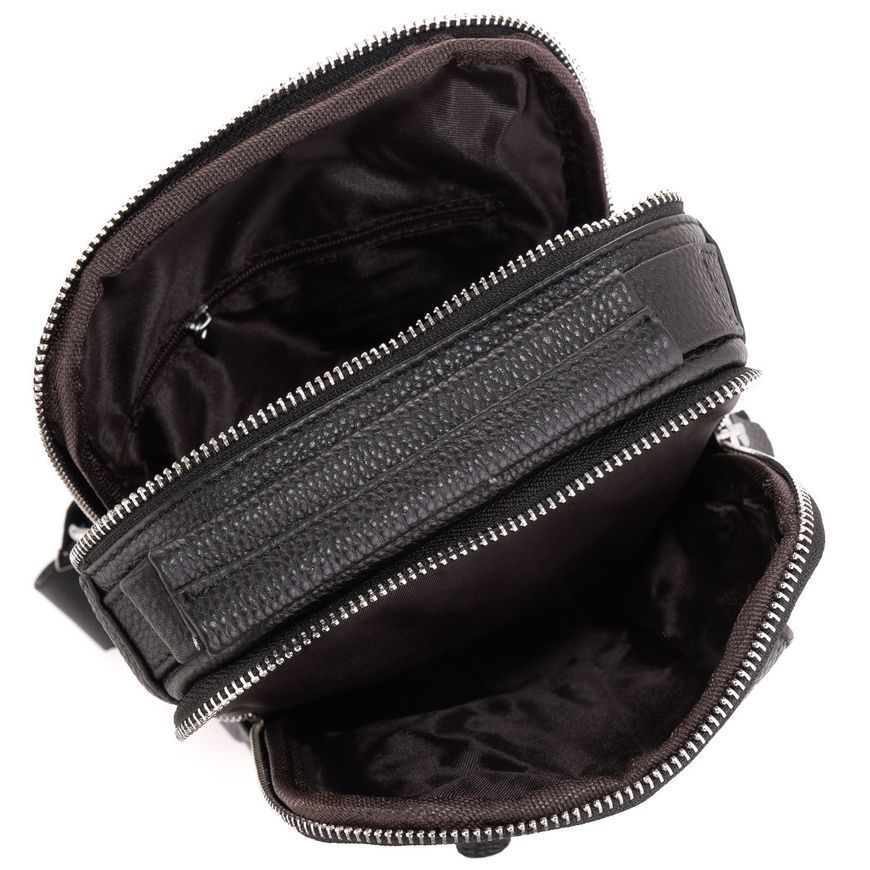 Сумка через плече слінг чоловіча, шкіряна Tiding Bag A25F-693A Чорна A25F-693A фото