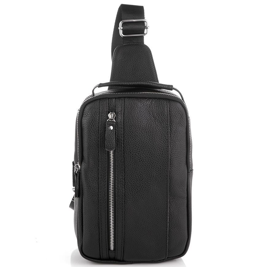 Сумка через плече слінг чоловіча, шкіряна Tiding Bag A25F-693A Чорна A25F-693A фото