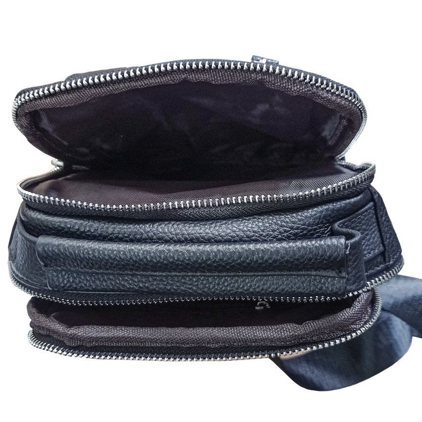 Сумка через плече слінг чоловіча, шкіряна Tiding Bag A25F-693A Чорна A25F-693A фото