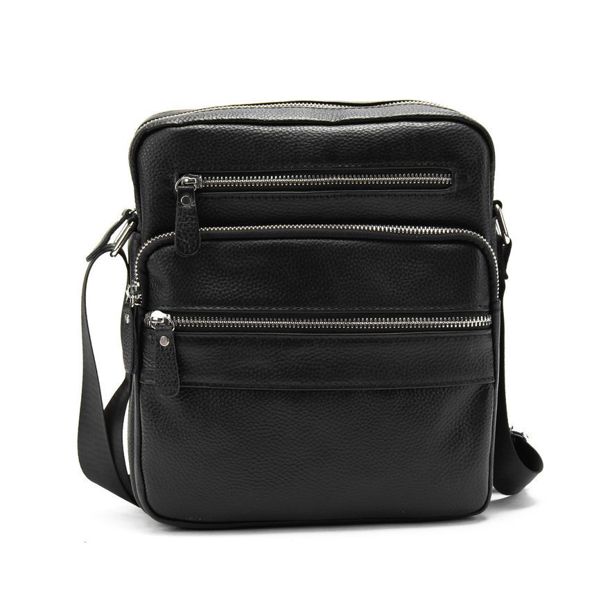 Мужская кожаная сумка через плечо, мессенджер Tiding Bag M56-9981A Черная M56-9981A фото