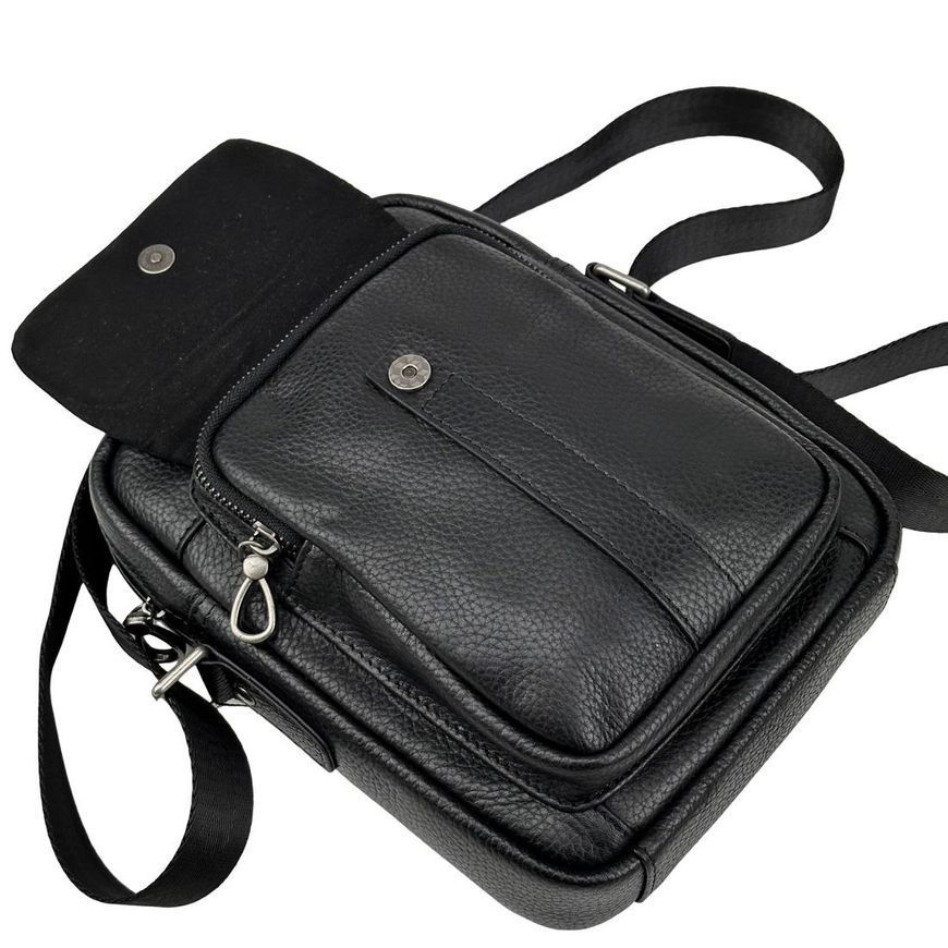 Мужская кожаная сумка-мессенджер Tiding Bag 1639A Черная 1639A фото