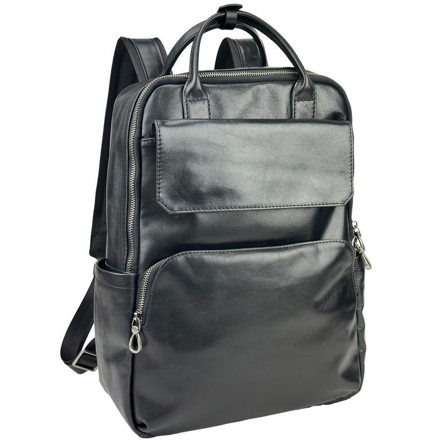Чоловічий шкіряний рюкзак чорний Tiding Bag 8046A 8046A фото