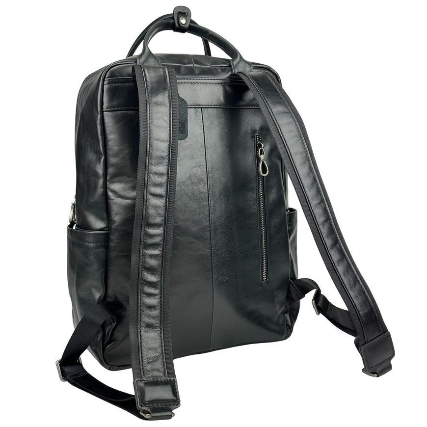 Чоловічий шкіряний рюкзак чорний Tiding Bag 8046A 8046A фото