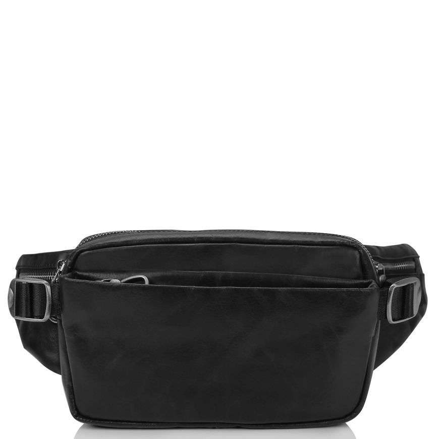 Сумка на пояс з натуральної шкіри чорна Tiding Bag 1001A 1001A фото