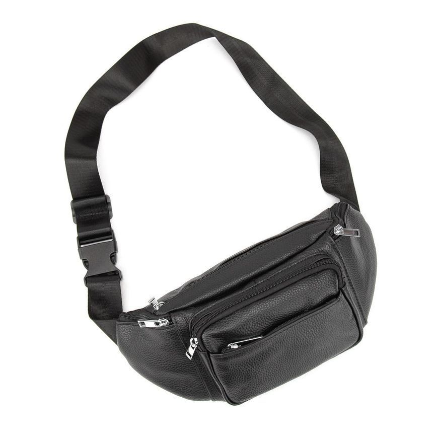 Мужская удобная сумка на пояс бананка через плечо из натуральной кожи Tiding Bag M56-2030A Черная M56-2030A фото