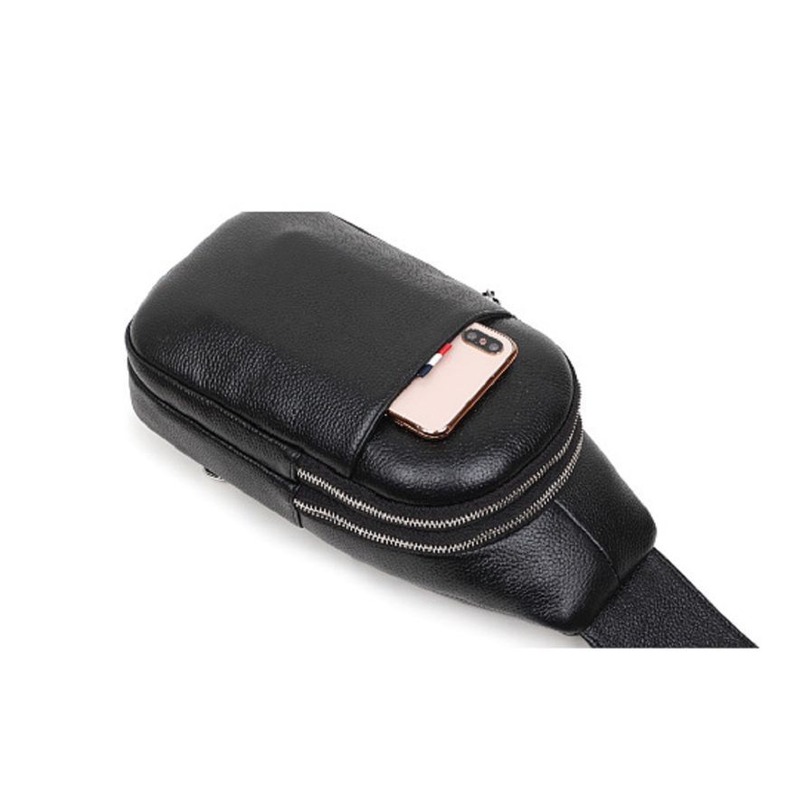 Чоловіча сумка через плече слінг, шкіряна Tiding Bag FL-A25F-8803A Чорна FL-A25F-8803A фото